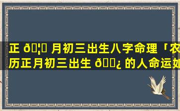 正 🦈 月初三出生八字命理「农历正月初三出生 🌿 的人命运如何」